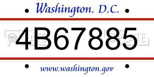 4B67885 District Of Columbia License Plate