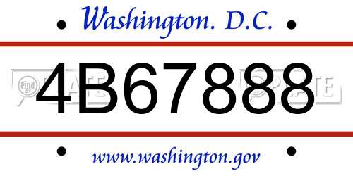 4B67888 District Of Columbia License Plate