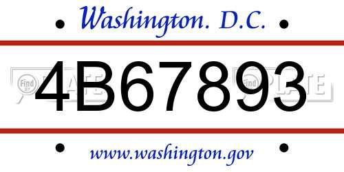 4B67893 District Of Columbia License Plate