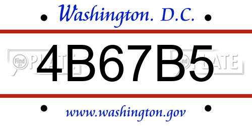 4B67B5 District Of Columbia License Plate