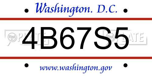 4B67S5 District Of Columbia License Plate