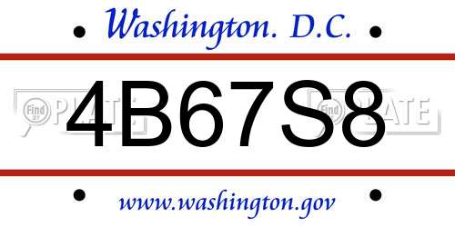 4B67S8 District Of Columbia License Plate