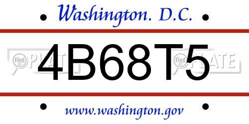 4B68T5 District Of Columbia License Plate