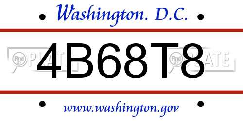 4B68T8 District Of Columbia License Plate