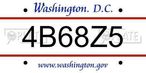 4B68Z5 District Of Columbia License Plate