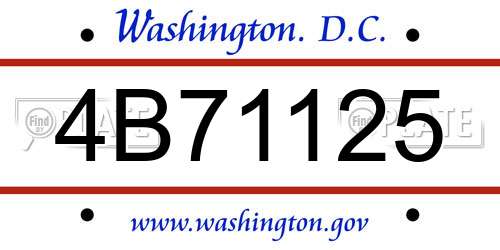 4B71125 District Of Columbia License Plate
