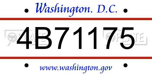 4B71175 District Of Columbia License Plate