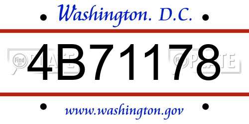 4B71178 District Of Columbia License Plate