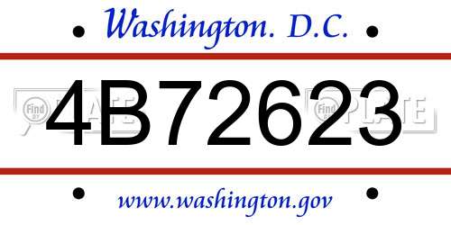 4B72623 District Of Columbia License Plate