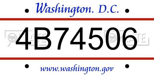 4B74506 District Of Columbia License Plate