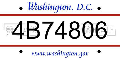 4B74806 District Of Columbia License Plate