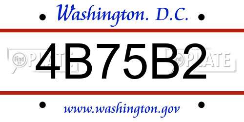 4B75B2 District Of Columbia License Plate