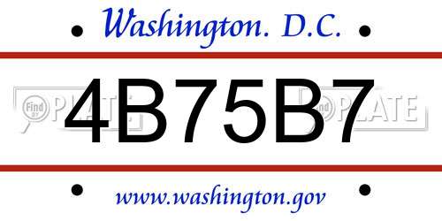 4B75B7 District Of Columbia License Plate