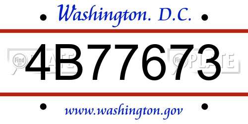 4B77673 District Of Columbia License Plate