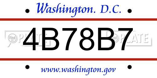 4B78B7 District Of Columbia License Plate