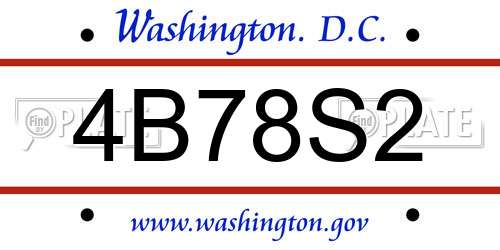 4B78S2 District Of Columbia License Plate