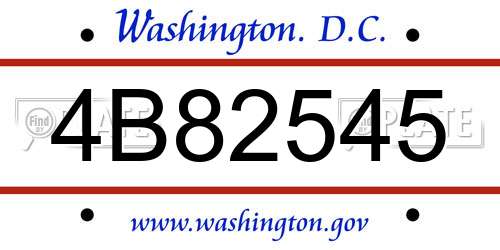 4B82545 District Of Columbia License Plate