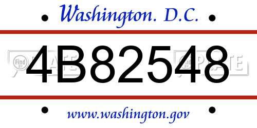 4B82548 District Of Columbia License Plate