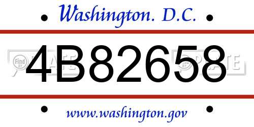 4B82658 District Of Columbia License Plate