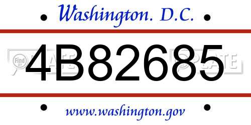 4B82685 District Of Columbia License Plate