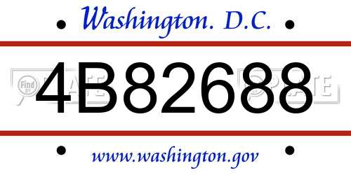 4B82688 District Of Columbia License Plate