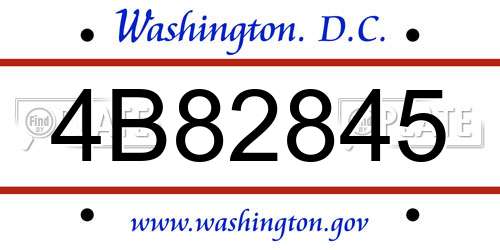 4B82845 District Of Columbia License Plate