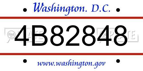 4B82848 District Of Columbia License Plate
