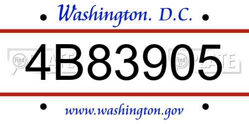 4B83905 District Of Columbia License Plate