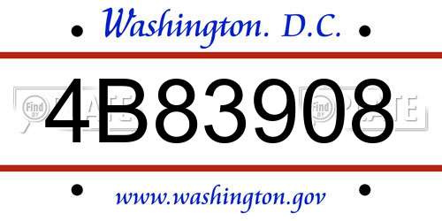 4B83908 District Of Columbia License Plate