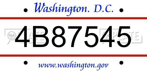4B87545 District Of Columbia License Plate