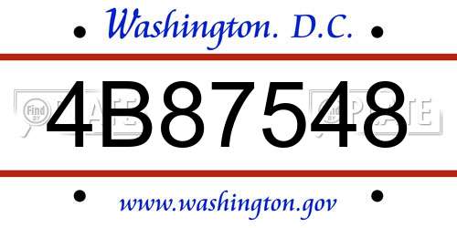 4B87548 District Of Columbia License Plate