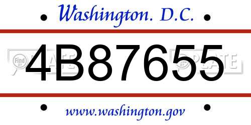 4B87655 District Of Columbia License Plate