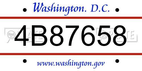 4B87658 District Of Columbia License Plate