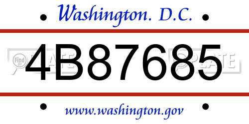 4B87685 District Of Columbia License Plate