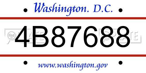 4B87688 District Of Columbia License Plate