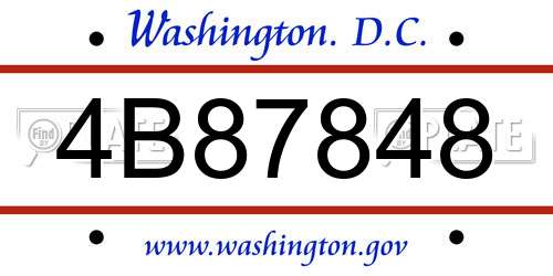 4B87848 District Of Columbia License Plate