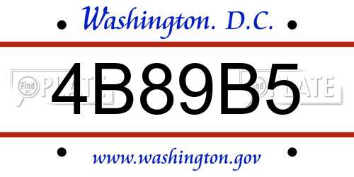 4B89B5 District Of Columbia License Plate