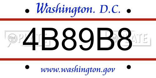 4B89B8 District Of Columbia License Plate