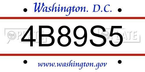 4B89S5 District Of Columbia License Plate