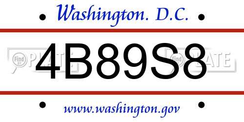4B89S8 District Of Columbia License Plate