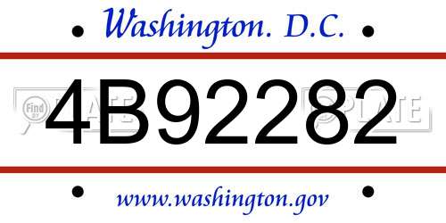 4B92282 District Of Columbia License Plate