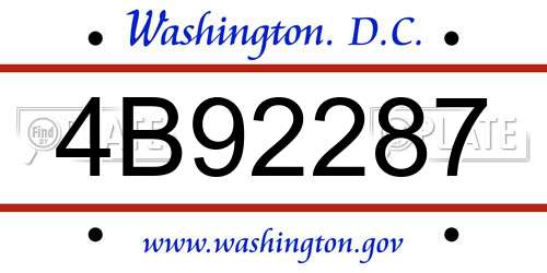 4B92287 District Of Columbia License Plate