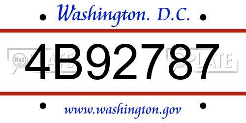 4B92787 District Of Columbia License Plate