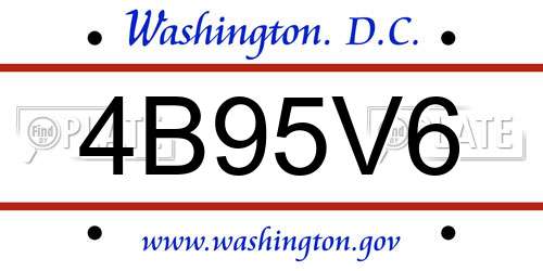 4B95V6 District Of Columbia License Plate
