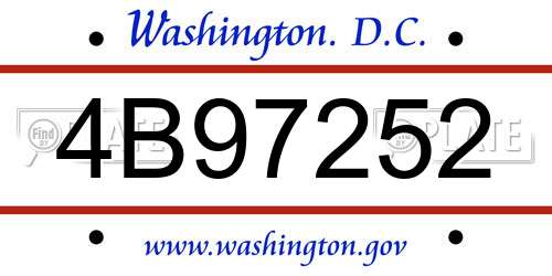 4B97252 District Of Columbia License Plate