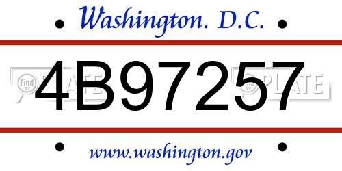 4B97257 District Of Columbia License Plate