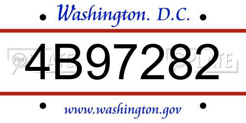 4B97282 District Of Columbia License Plate
