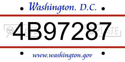 4B97287 District Of Columbia License Plate