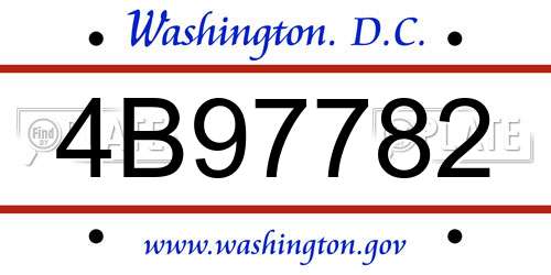 4B97782 District Of Columbia License Plate