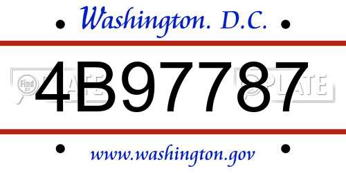 4B97787 District Of Columbia License Plate
